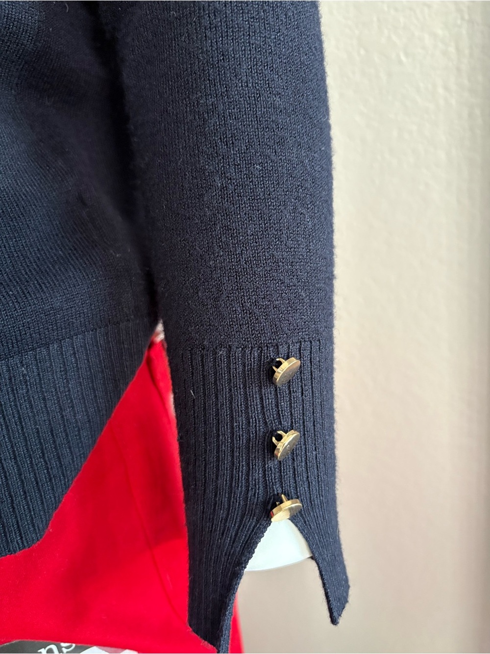 Philosophy Navy V-Neck Cardigan with Gold Buttons - Picture 4 of 6